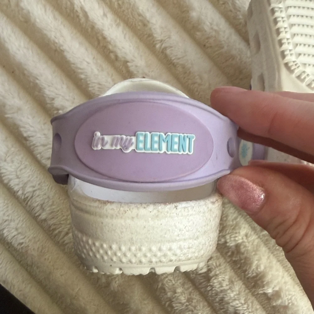 CROCS Kids White and Lavender Sandals - Picture 3 of 5